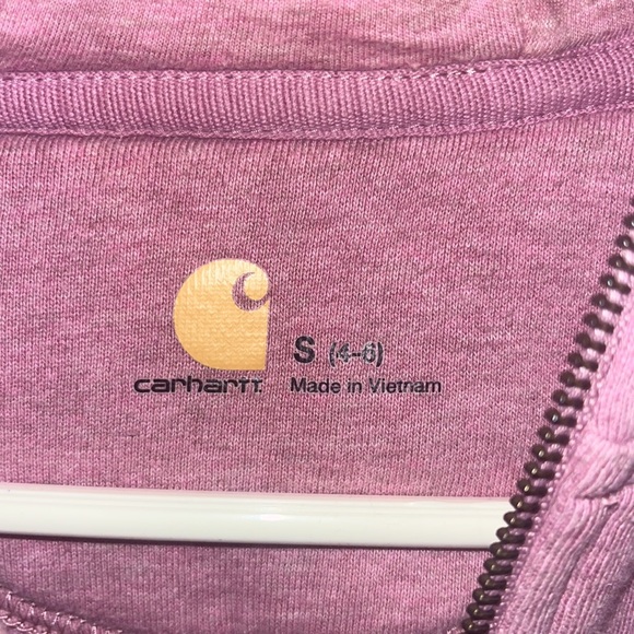 Light pink carhartt quarter zip hoodie. Pocket quarter zip sweatshirt - Picture 4 of 8